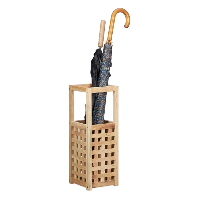 Relaxdays Walnut Umbrella Stand - Multipurpose Holder for Umbrella, Canes, and Gift Wrap - Natural Brown - 50x18x18cm