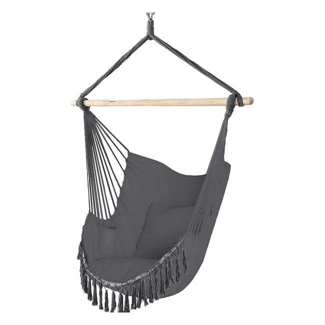 Silla Colgante Exterior Vounot con Flecos - Hamaca de Algodón y Cojines - Portátil y Resistente