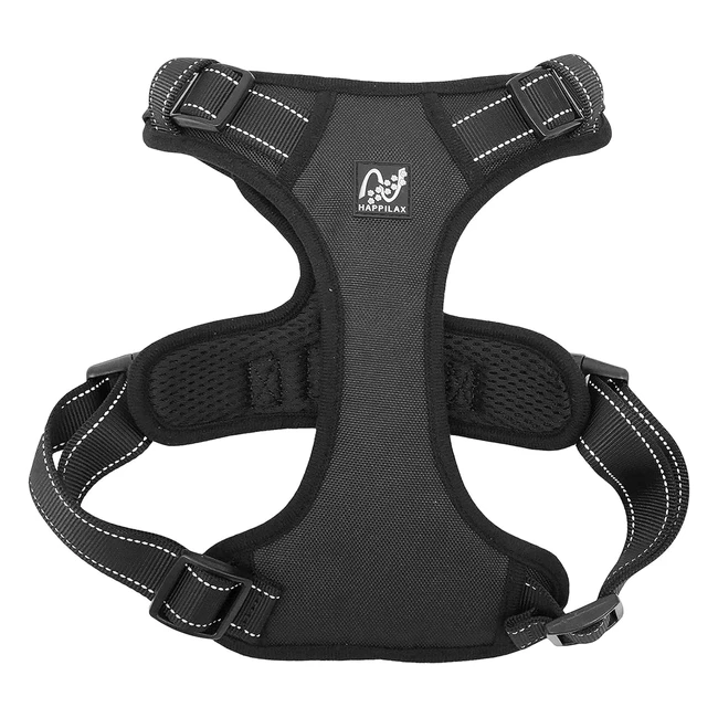 Arnes para Perros Grandes Reflectante Talla XL Negro - Seguro y Ajustable