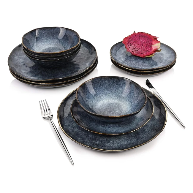 Sänger Tafelservice Tokio aus Steingut - 12-teiliges Geschirrset für 4 Personen