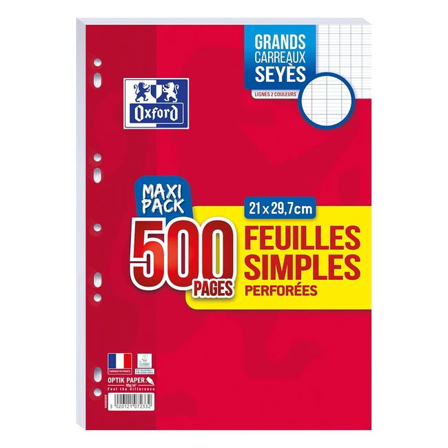 Cahier Oxford A4 Grands Carreaux SEYS 500 Pages - Qualit Optik Paper