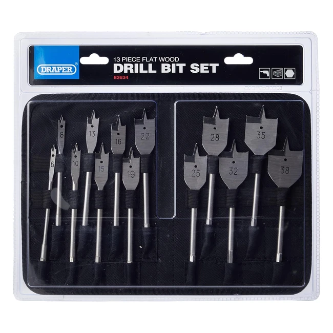 Ensemble de mches bois plates Draper 82634 - Argent 13