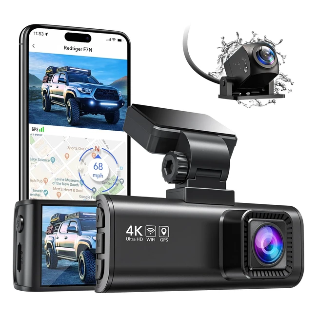 RedTiger F7N 4K Dash Cams mit WiFi GPS Front 4K25K und Rckseite 1080p Dual Das