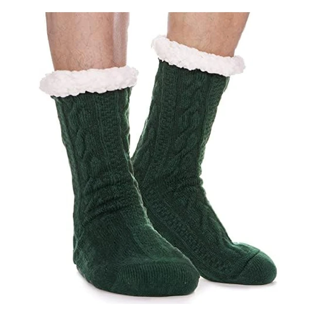 ebmore Mens Slipper Fluffy Socks - Warm Fleece, Non-Slip, Cosy - Winter Gift