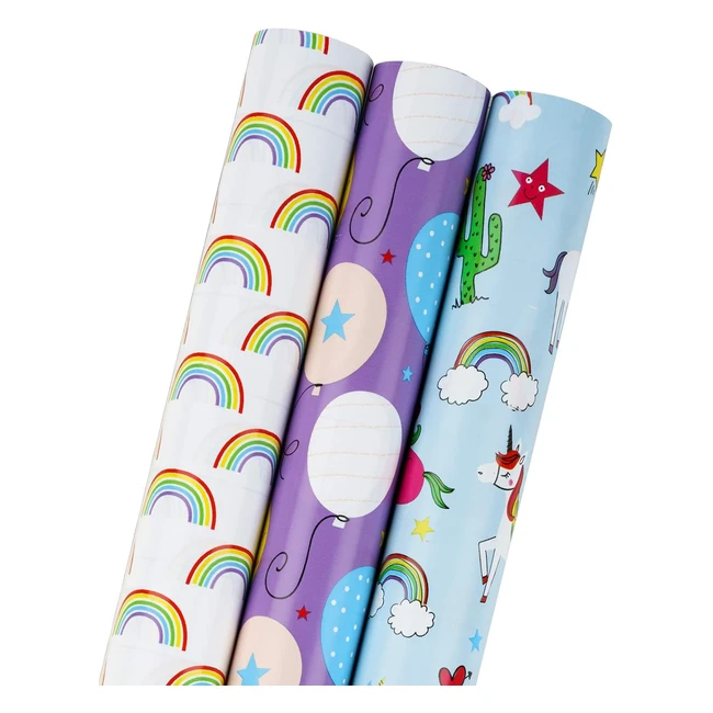Ruspepa Wrapping Paper Roll - Mini Roll - 3 Designs - 425 sq ft - High Quality