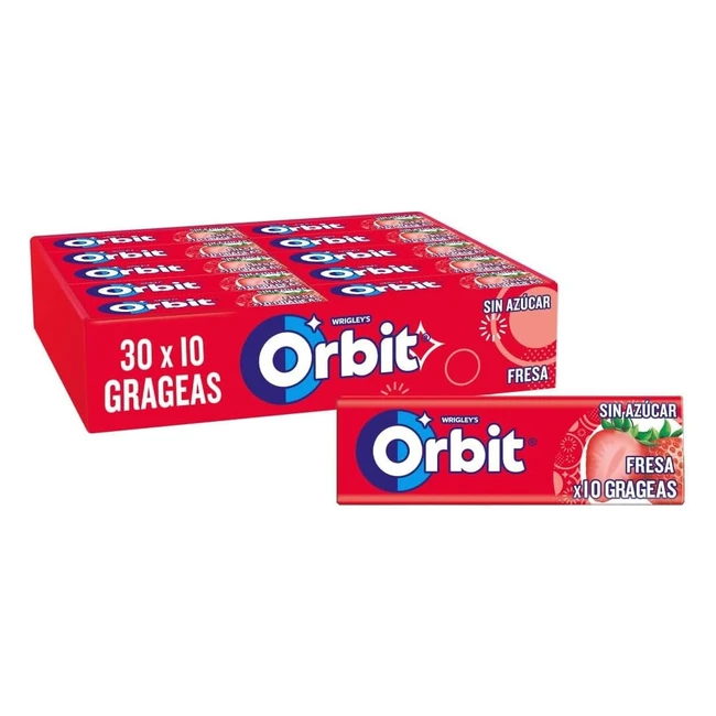 Chicles Orbit sin azúcar sabor fresa afrutado - 30 x 10 chicles