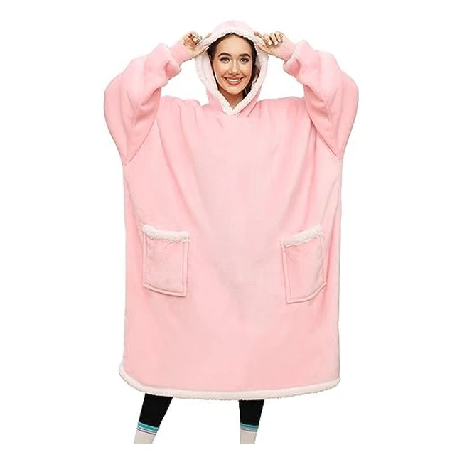 Oversized Blanket Hoodie for Women - Soft & Warm Sherpa Fleece - Winter Wearable Sweatshirt with Pockets