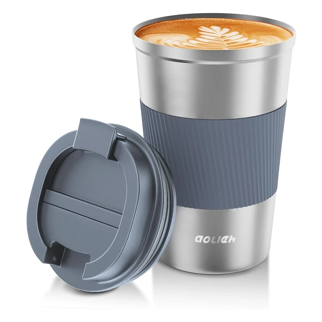 Aolieh Travel Mug Insulated Coffee Cup - Double Walled Vacuum Insulation - Stainless Steel - Leakproof Lid - Ecofriendly Reusable - Hot/Cold Drinks