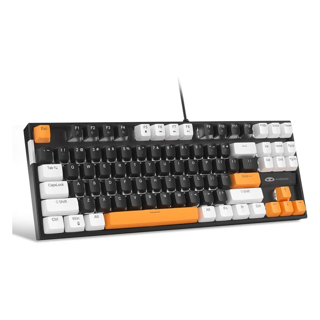 Magegee 75 Mechanical Gaming Keyboard - Brown Switch, LED White Backlit, 87 Keys, Compact TKL Wired Computer Keyboard