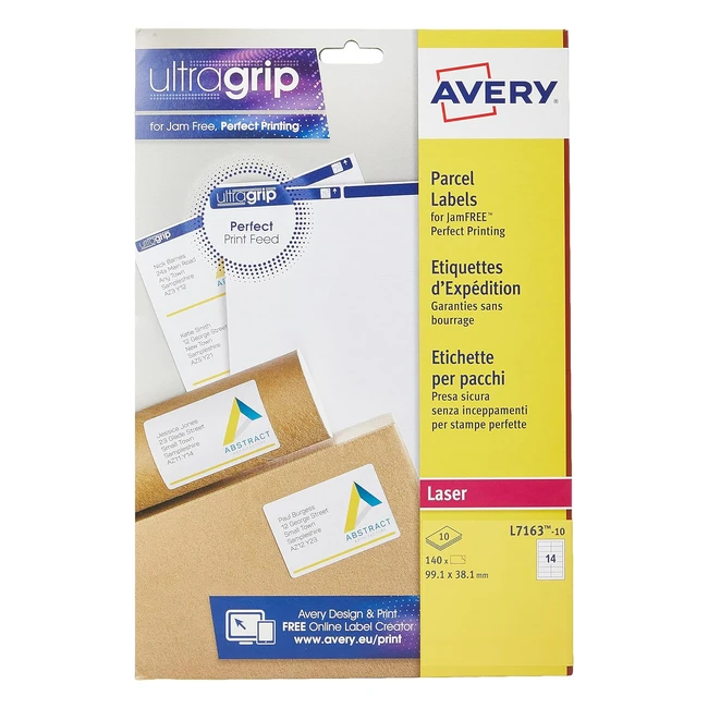 Lot de 140 étiquettes autocollantes pour imprimantes laser - Avery UltraGrip L7163