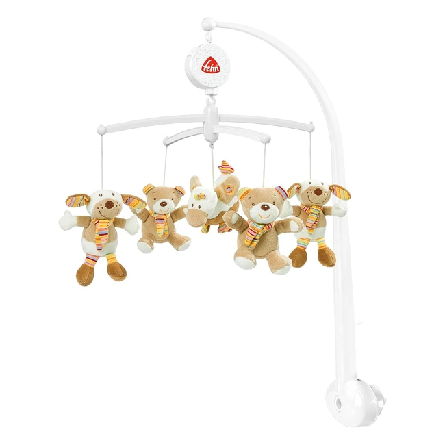 Mobile Musical Fehn Rainbow avec Animaux Mignons - Berceuse Allemande Guter Mond - Accessoire Lit Bébé 0-5 mois