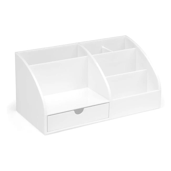 Organizzatore scrivania Osco AD01OW bianco lucido con 6 scomparti e cassetto estraibile