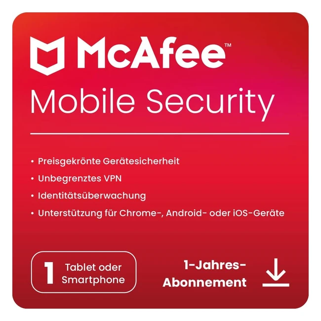 McAfee Mobile Security 1 Gerät 1 Benutzer 12 Monate - Aktivierungscode per E-Mail