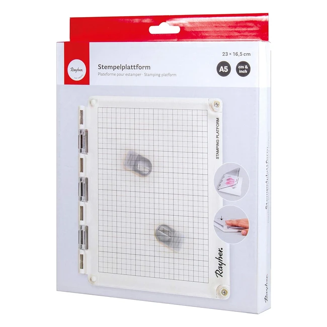 Rayher 29210000 Stempelplattform A5 - Präzises Stempeln mit klaren und Gummistempeln