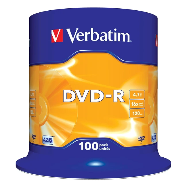 Tarrina Verbatim DVDR 16x 47GB - 100 Pezzi - 43549