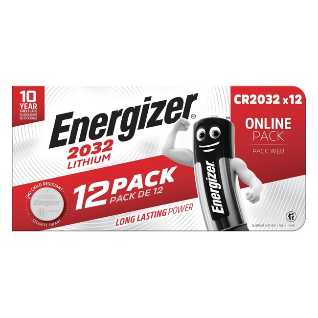 Energizer CR2032 Lithium Coin Batteries - 12 Pack - Long Lasting Power for Speci