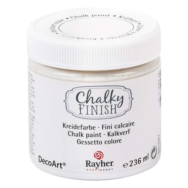 Rayher 38868102 Chalky Finish Kreidefarbe für Shabby Chic Weiß 236ml - Trendiger Vintage-Look für Möbel und Accessoires