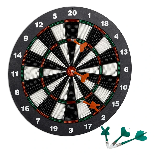 Relaxdays Dartscheibe 42 cm Softdart Safety Darts - 6 Pfeile - Kindgerecht - Sta