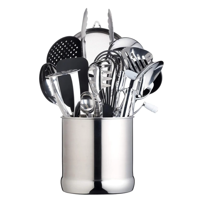 Masterclass Extra Large Stainless Steel Utensil Holder - 18x18cm - Space Effecti