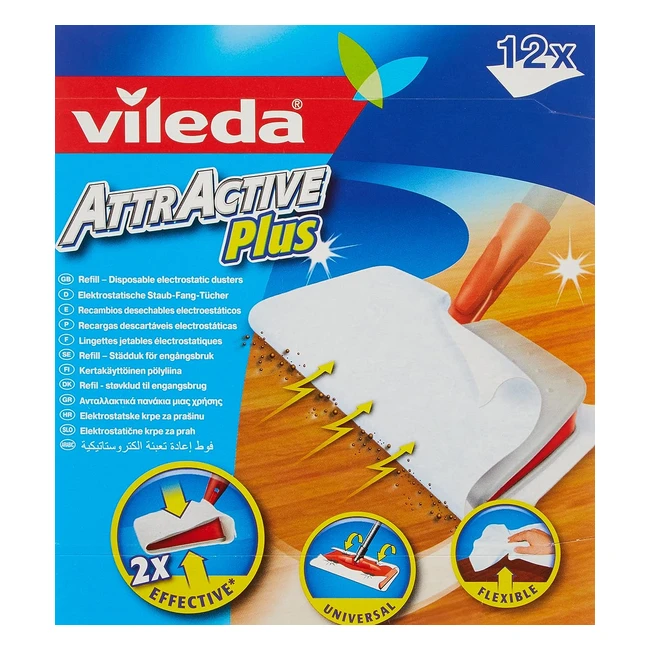 Vileda Attractive Plus Lingettes Dpoussirantes 12 pices - Capturez la pous