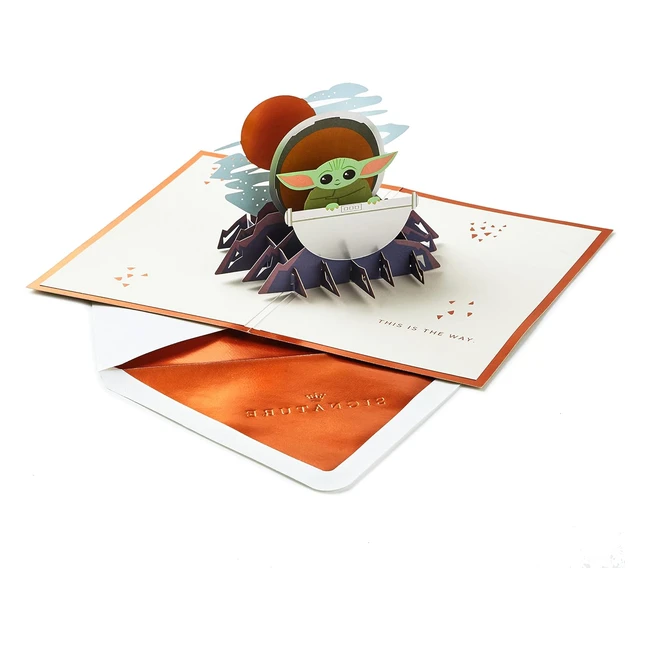 Biglietto pop-up compleanno laurea baby yoda Hallmark Signature