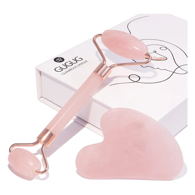 Rodillo Facial Antiarrugas Gugug de Cuarzo Rosa - Tonifica y Reafirma la Piel
