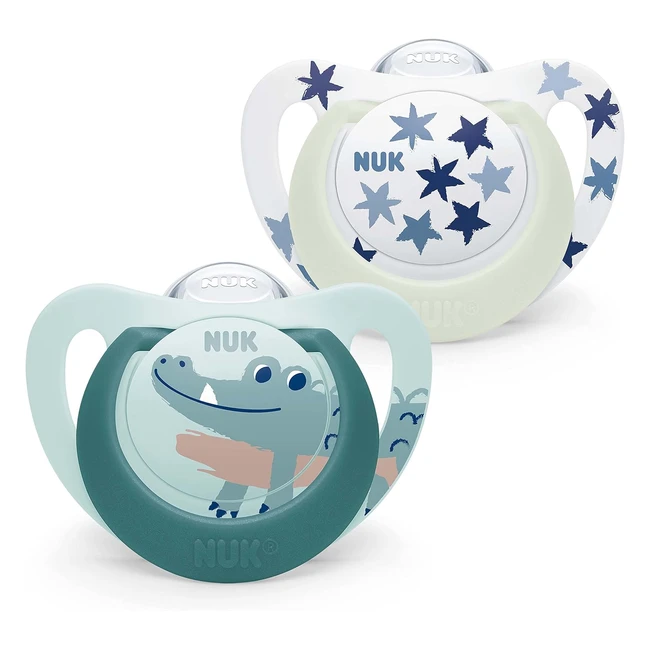 Chupetes Nuk Star 1836 meses, Silicona sin BPA, Cocodrilo Verde - ¡Calma y confort para tu bebé!