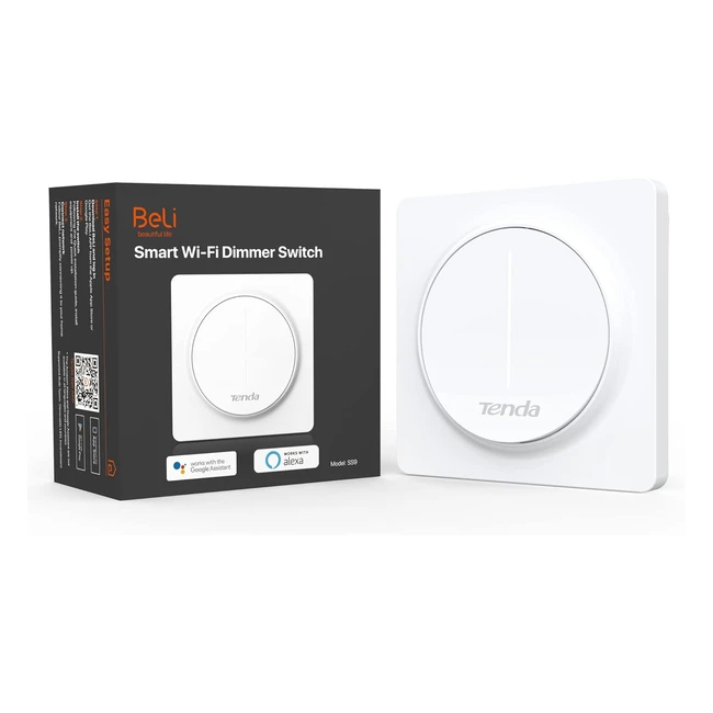 Tenda SS9 Smart Dimmer Lichtschalter, WLAN Lichtschalter mit Touchpanel und Timer, App- und Sprachsteuerung, kompatibel mit Alexa und Google, Einpoliger Wandschalter mit neutraler Leiter