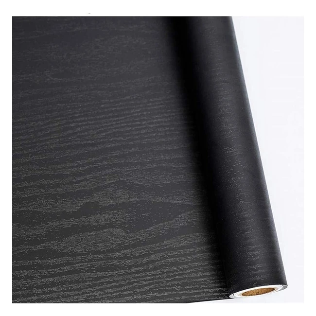 Wood Effect Black Vinyl Wrap - Self Adhesive Wallpaper - Waterproof - 60cm x 500