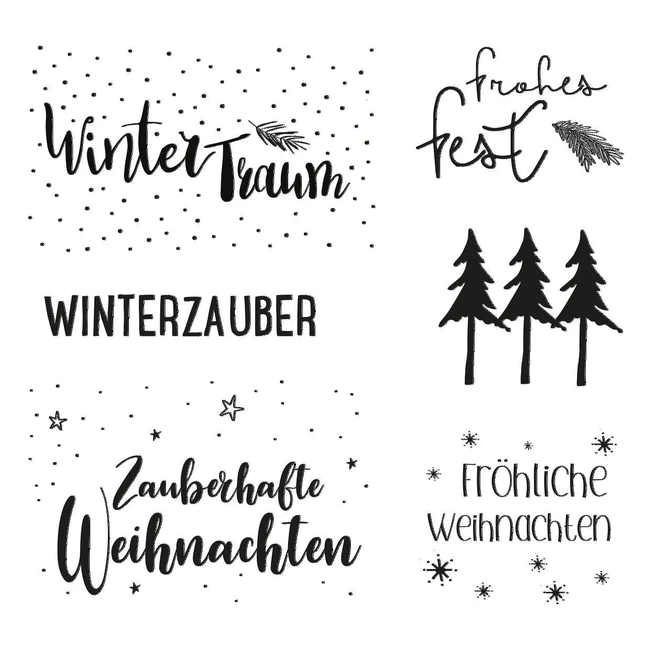 Rayher 50221000 Weihnachtsgrüße Stempel 1025 x 97 mm 6 Designs individuelle Beutel 1 Blatt weiß normal