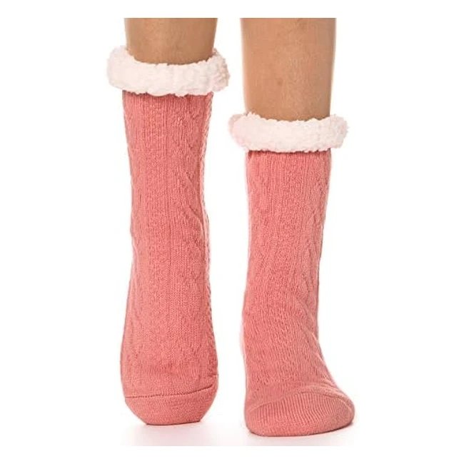 ebmore Women Slipper Fluffy Socks - Warm Winter Soft Thick Fleece - Anti Slip - 