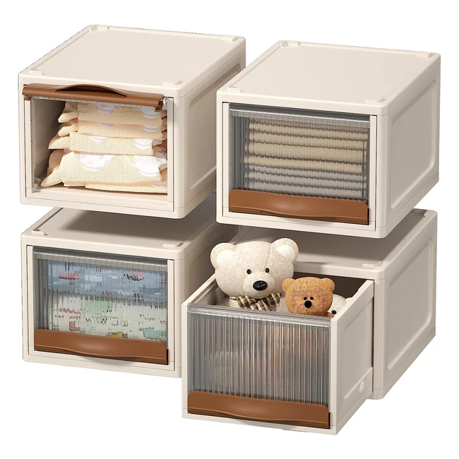 Boîte de rangement plastique 165L avec couvercle et tiroir - Lot de 4