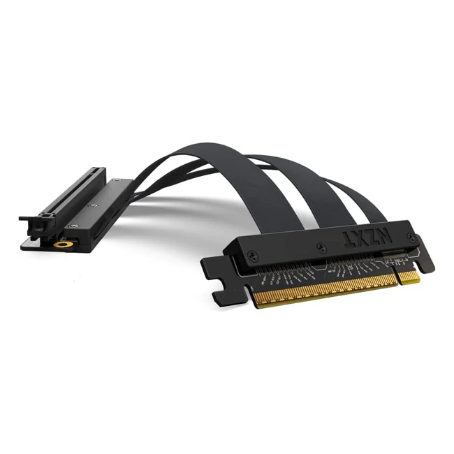 NZXT PCIe 40x16 Riser KabelABRC200B1 - Flexibles und abgeschirmtes Riser Kabel - Hohe Geschwindigkeitsleistung - 200mm Länge - Schwarz