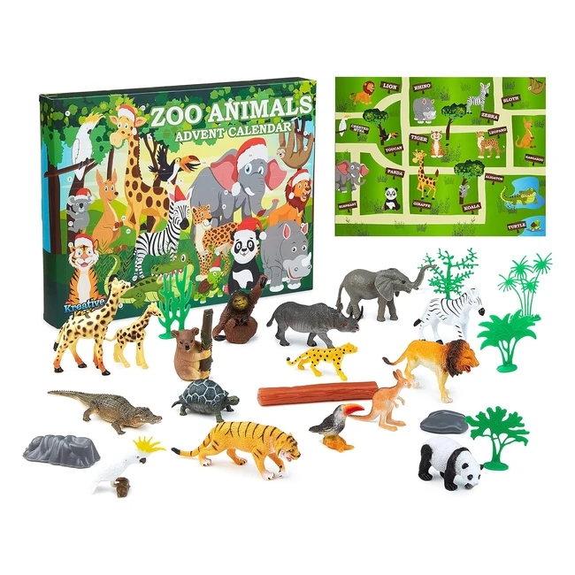 KreativeKraft Advent Calendar 2023 Toy - Multicolor Zoo Animals - #1 Countdown for Kids