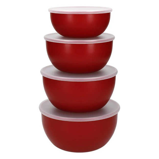 Ensaladeras de plástico KitchenAid, juego de 4, tapa rojas