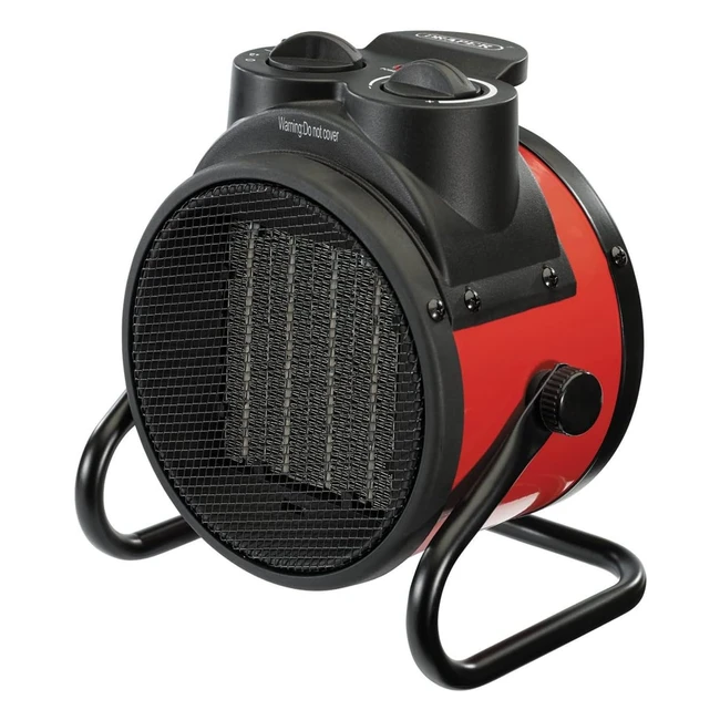 Draper 92967 PTC Electric Space Heater 2000W - Fully Adjustable Thermostatic Control - Powerful Heater for Workshop Garage or Office Space - Red/Black