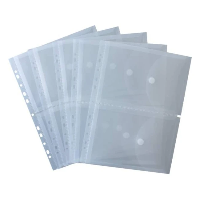 Lot de 5 pochettes documents A5/A4 avec fermeture velcro et poches transparentes perforées - HFP