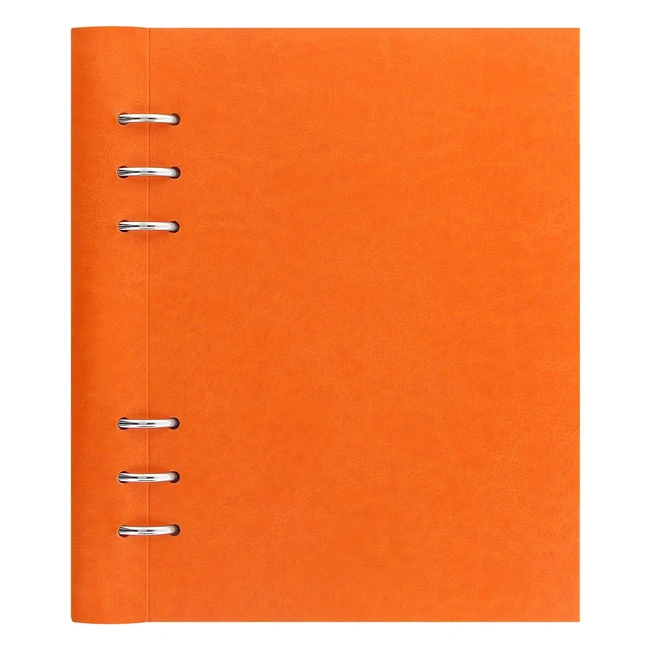 Filofax Clipbook Refillable A5 Notebook - Orange, 15 Ruled Quadrille and Plain Sheets, Undated Planner, 25mm Ring Mechanism