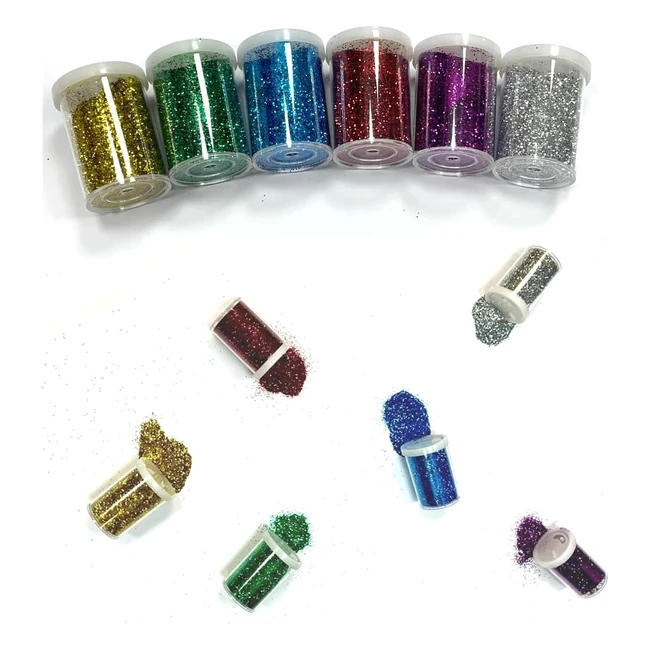 ARK Craft Glitter Shaker Tubes - Pack of 6 Assorted Colors - Art Supplies