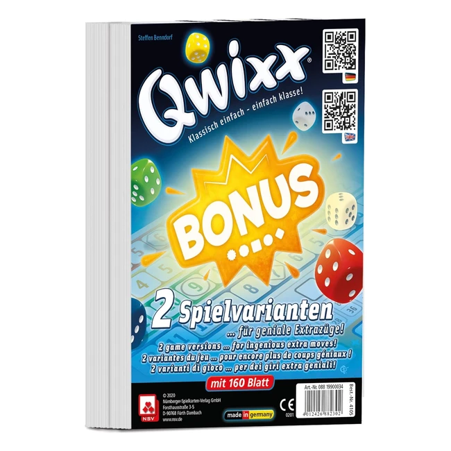 NSV 4105 Qwixx Bonus Blocs Additionnels - Jeu de société