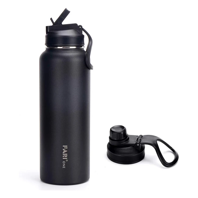 Botella de agua deportiva Fari con tapas de pajita y pico - 1200ml