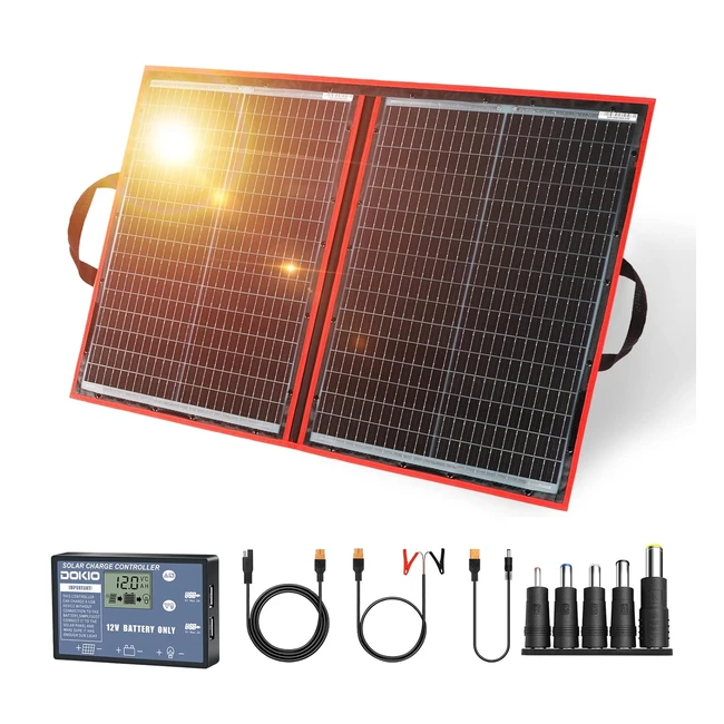 Panneau solaire pliable Dokio 100W 12V avec inverseur solaire et 2 ports USB