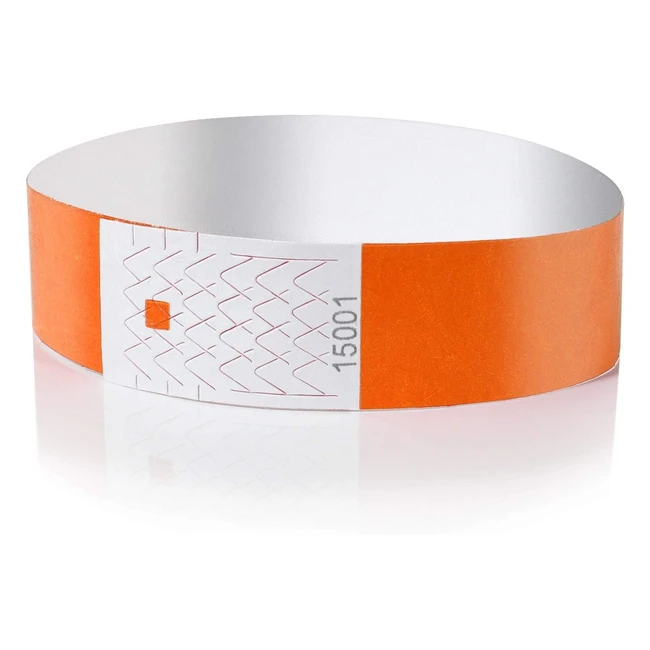 Pulseras de Identificación Amazy 500 unids - Seguridad Numerada y Imprimible para Eventos - Naranja