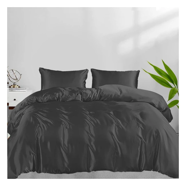 Linenwalas 100% Natural Bamboo Duvet Cover Set - Softest Cool Bedding - Skincare - Double Grey