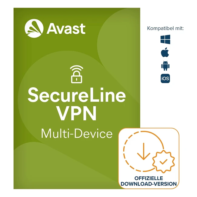 Avast SecureLine VPN - Schützen Sie Ihre Privatsphäre - 5 Geräte - 1 Jahr - Aktivierungscode per E-Mail