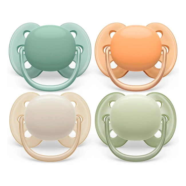 Philips Avent Ultra Soft Soother - 4x Soft and Flexible Baby Soothers - Model SC