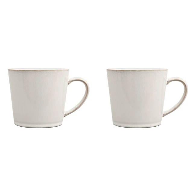Denby Natural Canvas Large Mug Set of 2 - White, Handcrafted in England, Dishwasher and Microwave Safe