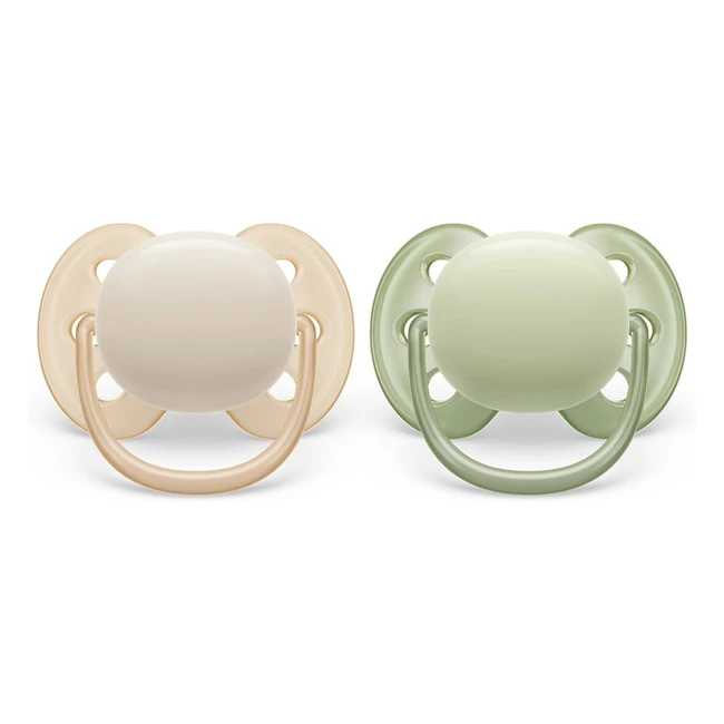 Philips Avent Ultra Soft Soother - 2x Soft and Flexible Baby Soothers for Babies
