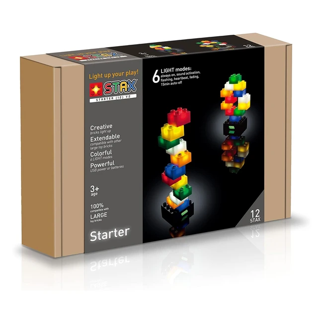 Light Stax LSM03001 - Set di Costruzione con Cavo USB e Base - 12 Pezzi Multicol