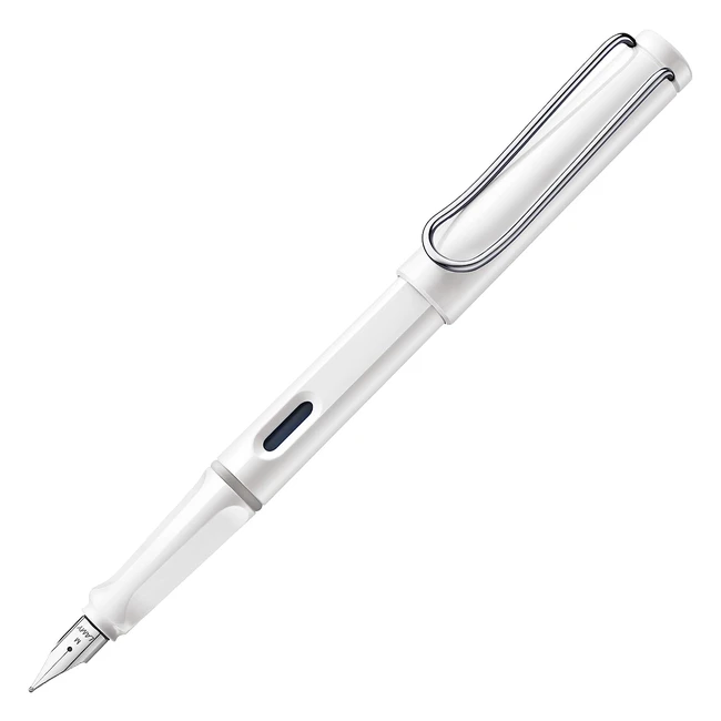 Stylo plume Lamy Safari blanc brillant, plume acier taille B, livré en écrin